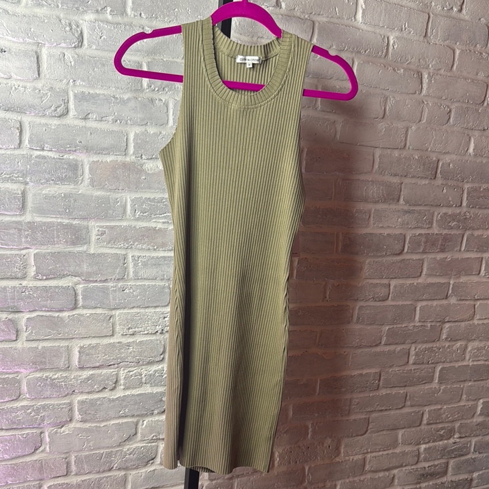 Cotton Citizen Olive Ribbed Sleeveless Dress
